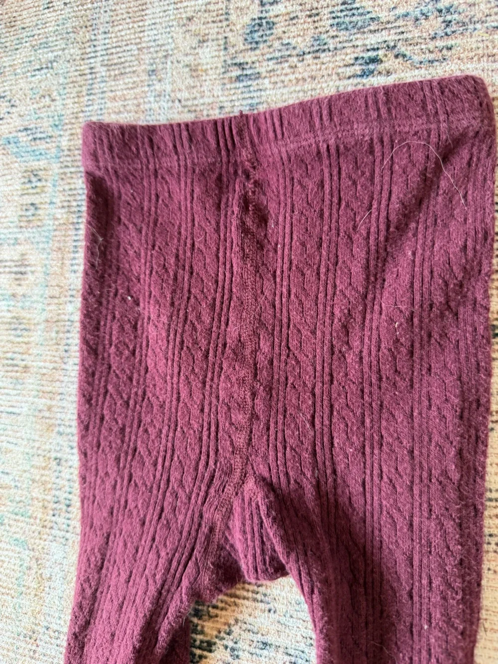 Little Stocking Co Children's Cable Knit Footed Tights in Plum